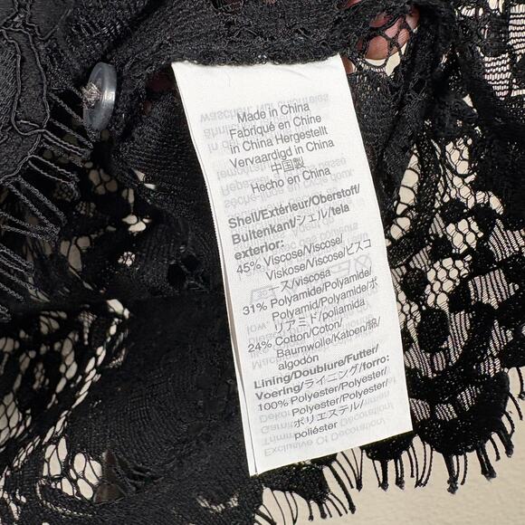J Crew Size 10 Lace Top Blouse Black Floral Mock Neck Cotton Blend Long Sleeves - Picture 11 of 11